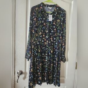 J.Jill Floral Print Long Sleeve Dress.